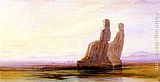 Edward Lear Wall Art - The Plain Of Thebes With Two Colossi